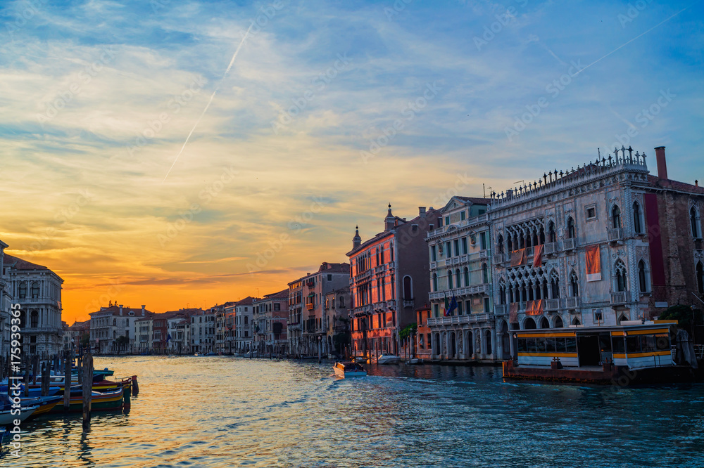 Obraz premium Grand canal sunset background. Venice.