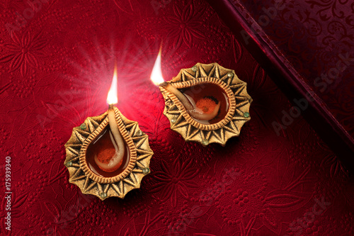 Beautiful Golden Diwali Diya Lamp Lights