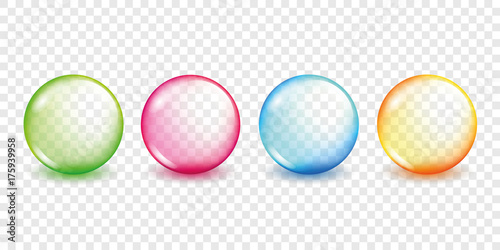 vier bunte bubbles transparenz
