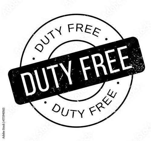 Duty Free rubber stamp. Grunge design with dust scratches. Effects can be easily removed for a clean, crisp look. Color is easily changed.