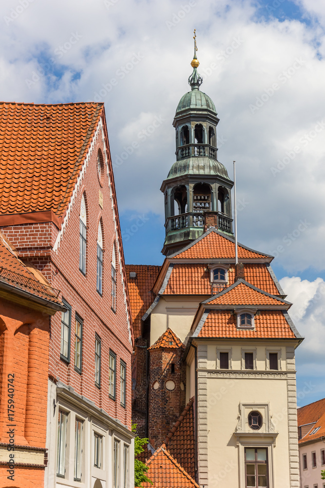 Tower of the town hall in the historic center of Luneburg
