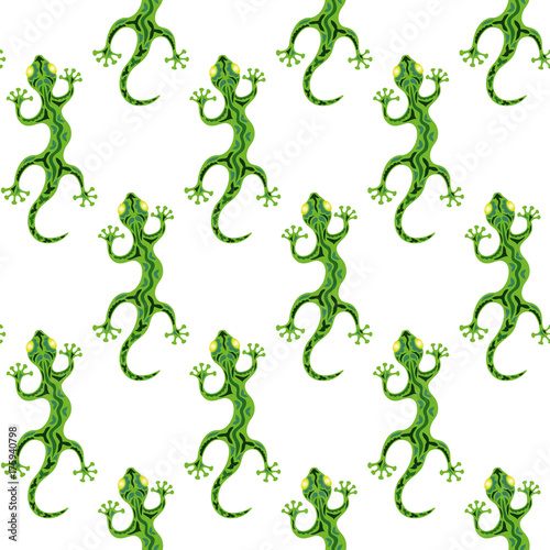 Seamless pattern with lizards on the white background. photo