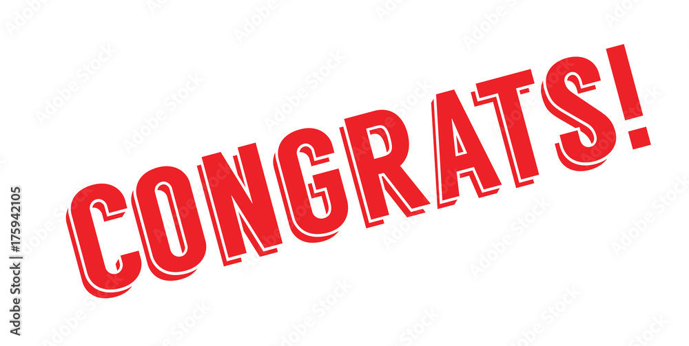 Congrats rubber stamp. Grunge design with dust scratches. Effects can be easily removed for a clean, crisp look. Color is easily changed. Congrats rubber stamp. Grunge design with dust scratches. Effects can be easily removed for a clean, crisp look. Color is easily changed.