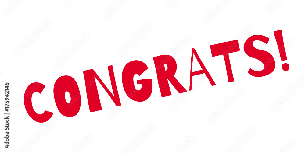 Congrats rubber stamp. Grunge design with dust scratches. Effects can be easily removed for a clean, crisp look. Color is easily changed. Congrats rubber stamp. Grunge design with dust scratches. Effects can be easily removed for a clean, crisp look. Color is easily changed.