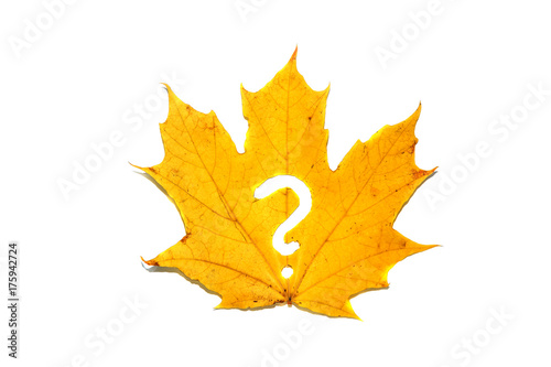Question mark on a maple leaf.