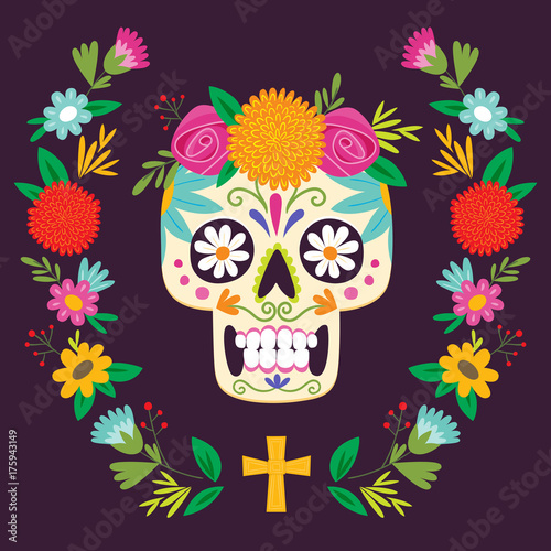 "Dia de los Muertos" (day of the dead) mexican skull.
