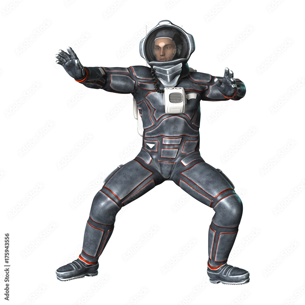 3D Rendering Astronaut on White