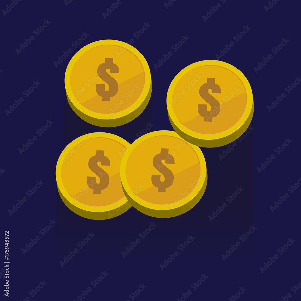 Gold coins vector icons, golden coins stacks and heaps. on blue background. illustration. logo. Symbols Gold coins vector icons, golden coins stacks and heaps. on blue background. illustration. logo. Symbols