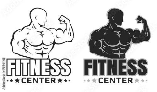 Vector set logos for bodybuilding.