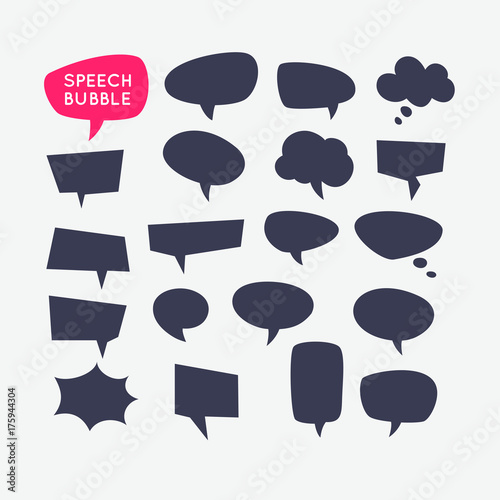 Set speech bubbles and blank template for quotes.