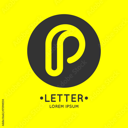 Modern linear logo and sign the letter P.