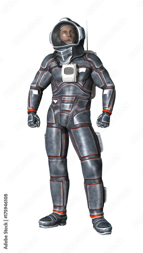 3D Rendering Astronaut on White