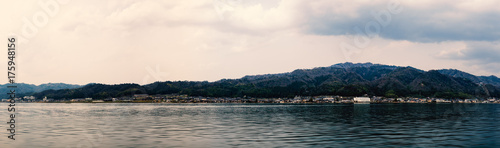 Panorama view of Japanese coastal village © nithid18