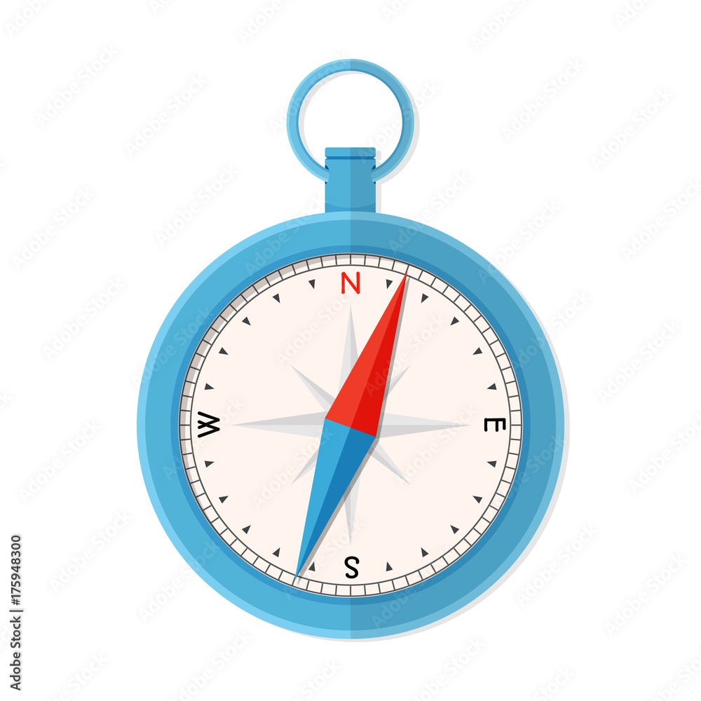 Blue Compass Flat Vector Illustration Blue Compass Flat Vector Illustration