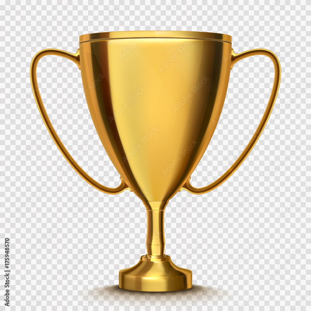 Winner cup isolated. Golden trophy on transparent background. Vector. Winner cup isolated. Golden trophy on transparent background. Vector.