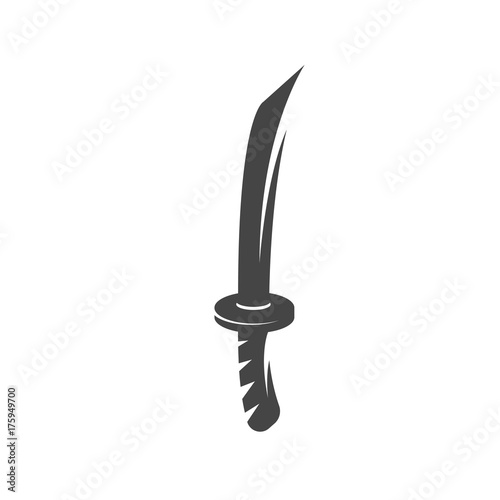 Katana icon. Japanese sword vector logo on white background
