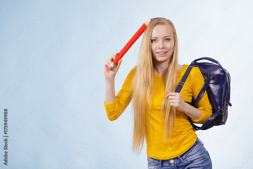 Young woman going to school