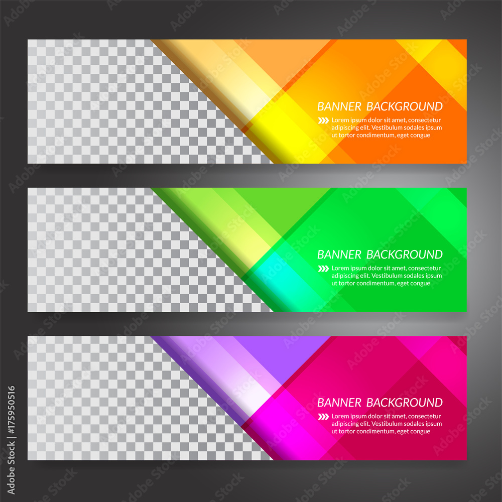 Set of horizon abstract colorful display banner background with copy space