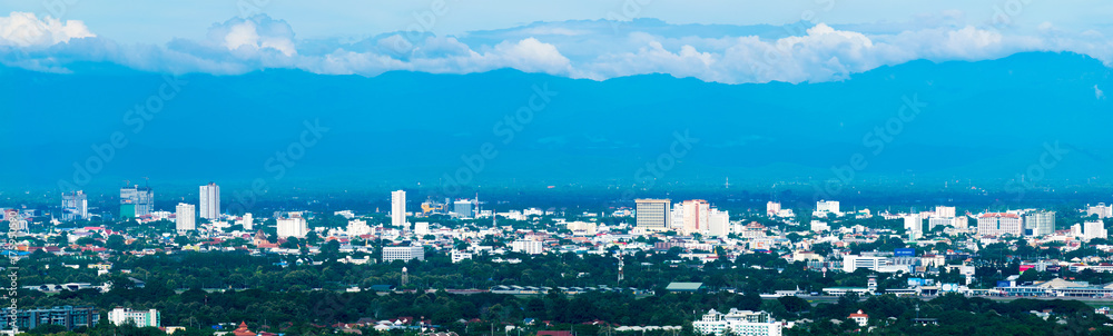 Panorama Skyline Cityscape Building Chiangmai city , thailand