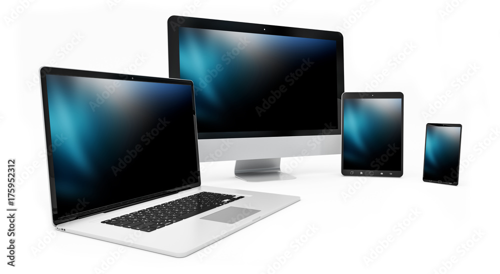 Modern digital silver tech device 3D rendering Modern digital silver tech device 3D rendering
