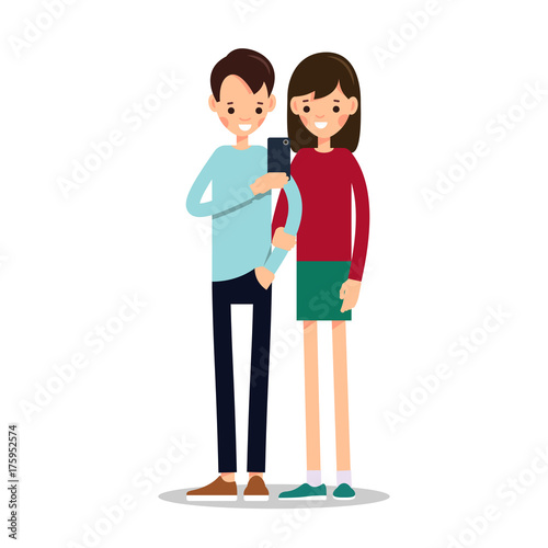 Man and woman do selfie