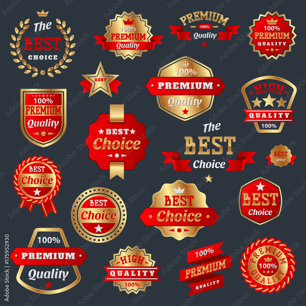 Best choice and premium quality product badges guarantee sign label best symbol medal collection certificate warranty vector illustration