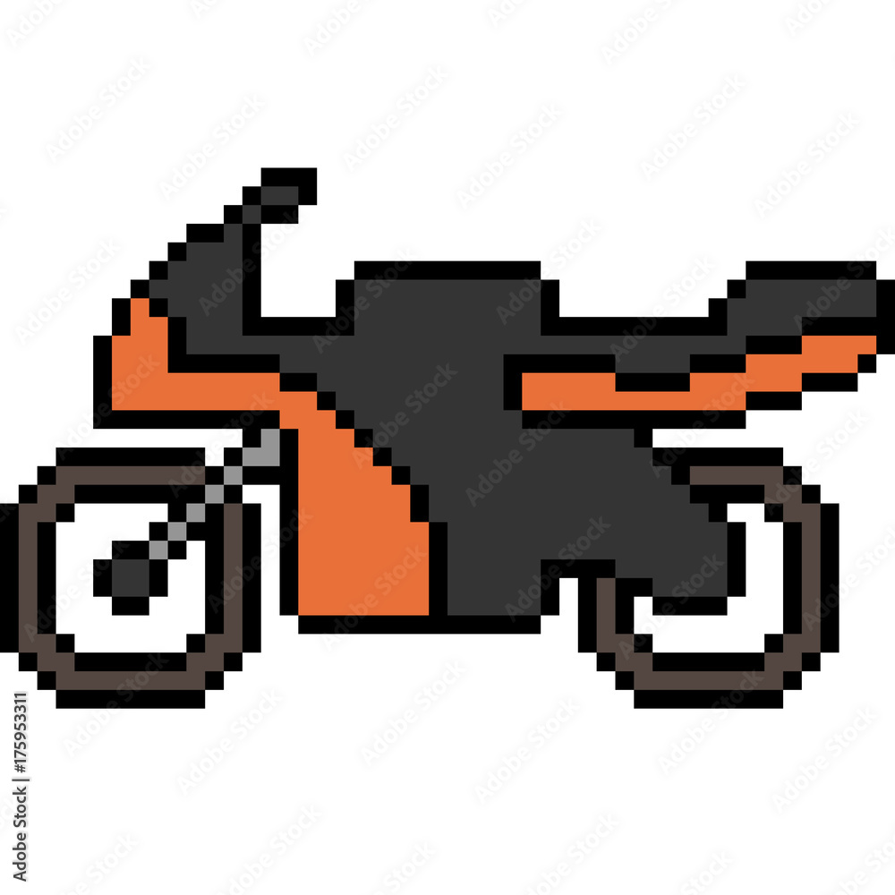 vector pixel art motorcycle