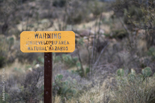Warning Sign on a Wilderness Trail