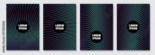 Cover design template. Vector minimal abstract background with gradient dot lines. Flyer, poster, brochure design. A4 size.