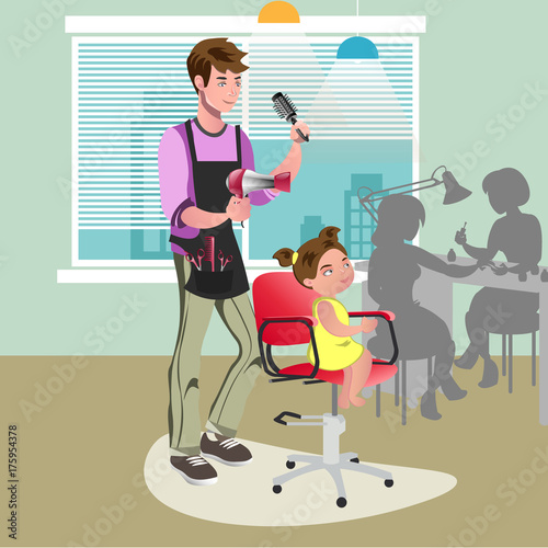 Little girl in a hairdresser