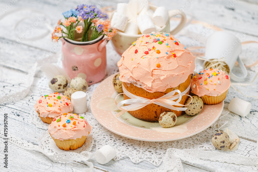 Traditional Easter cake and cupcakes Traditional Easter cake and cupcakes