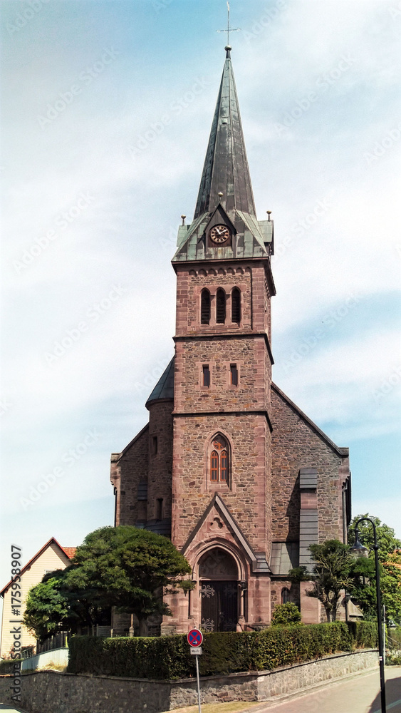Typical catholic church building in a small town in Germany