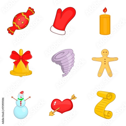 Christmassy icons set, cartoon style