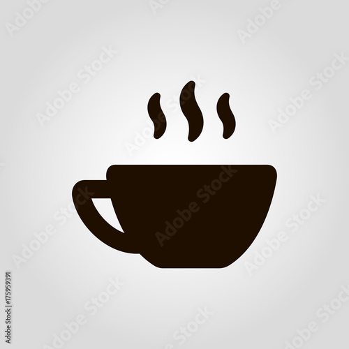 Coffee mug or cup with beans isolated flat vector icon