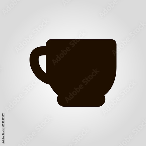 Coffee mug or cup with beans isolated flat vector icon