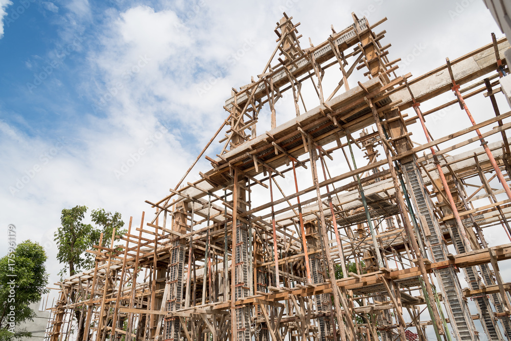 Structure of building under construction.