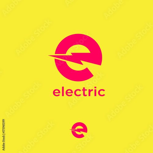Electric Industrial. Power logo. The letter E with lightning on a yellow background.