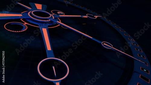 Clock beautiful unreal luminous blue Orange luminescence 1920 1080 Loop