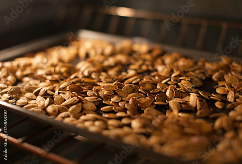 Roasted pumpkin seeds in the oven