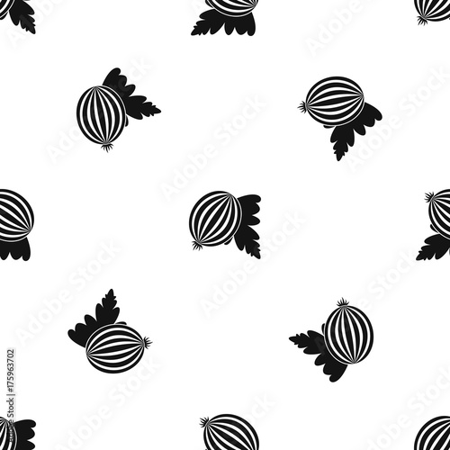 Gooseberry with leaves pattern seamless black