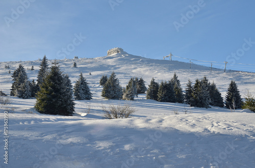 Petrovy kameny, Peter's stones, Winter with snow in Jeseniky, Czech Republic