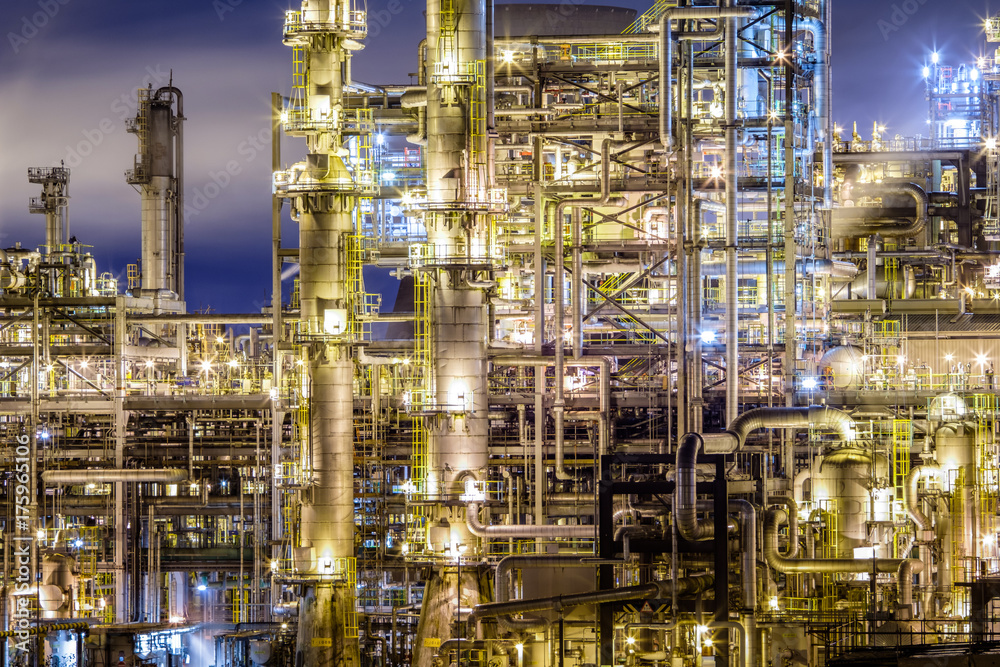 Details of an Oil refinery / petrochemical industry night shot