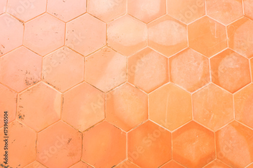 Abstract of old hexagonal clay tiles texture background