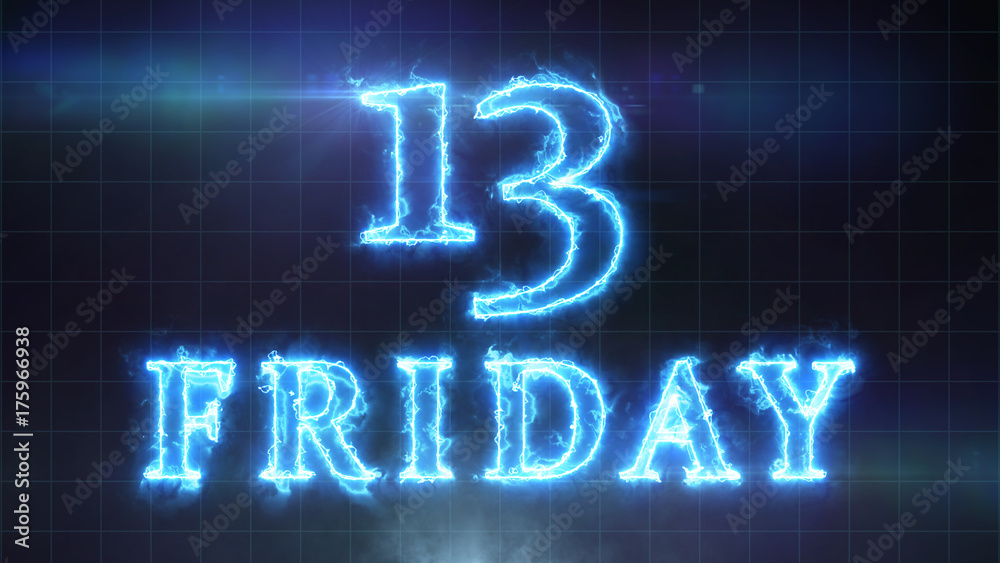 Friday 13 electric lightning sign on black background