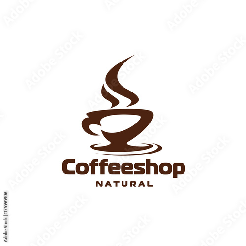 Coffee hot steam cup cafe or shop vector icon