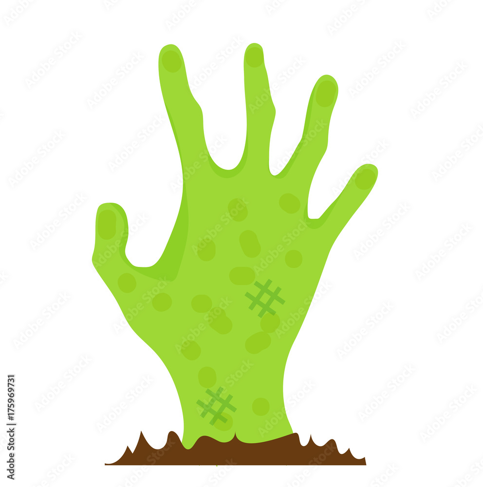 Hand zombie icon flat style. Isolated on white background. Vector illustration Hand zombie icon flat style. Isolated on white background. Vector illustration
