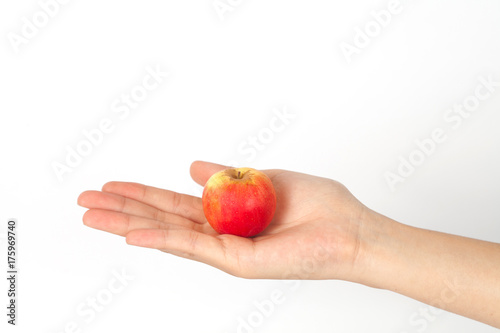 hand hold a mini apple