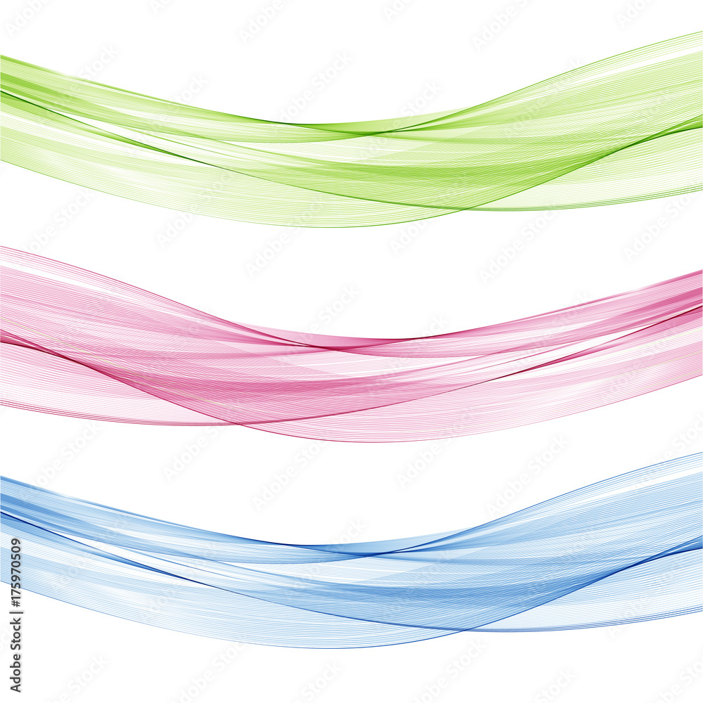 Abstract blue,pink and green waves set