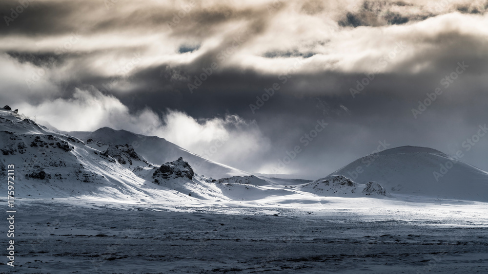 Schneetreiben in Island Schneetreiben in Island