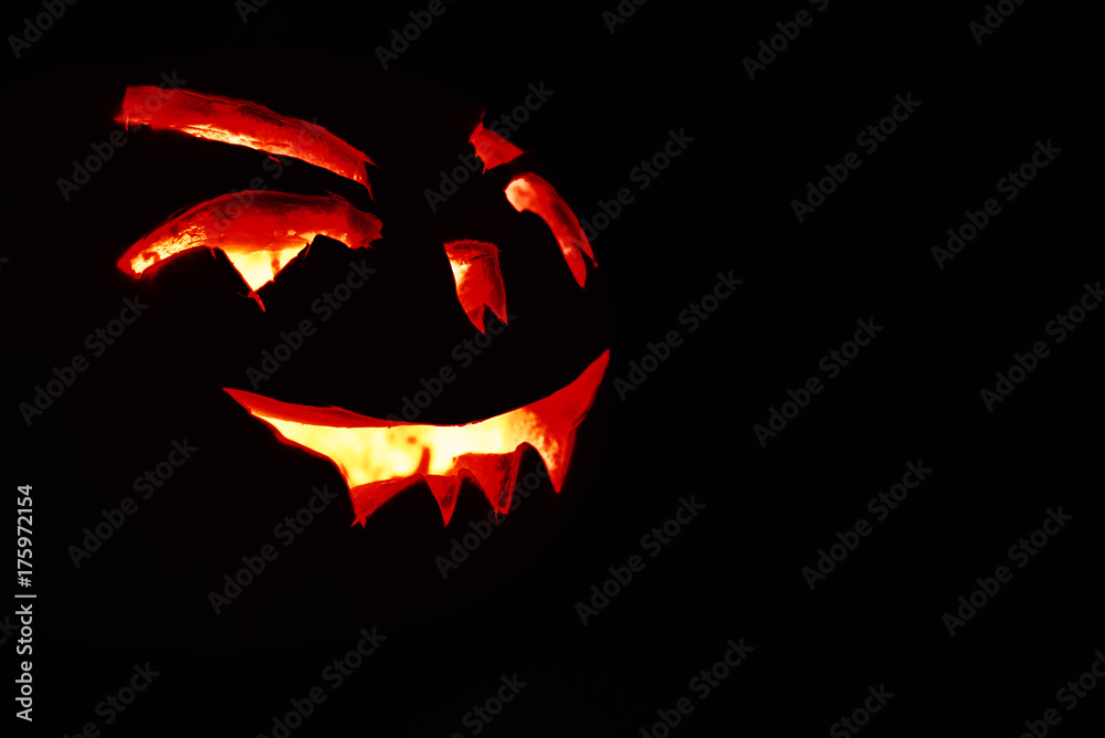 Fototapeta premium illustration of halloween pumpkin on the black background